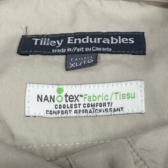 Tilley Endurables Nanotex Comfort Vented Roll Sleeve Men's XL Khaki Button Shirt - Picture 2 of 9
